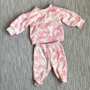 GAP Pink Tie Dye Baby Matching Sweat Set: 3-6 months